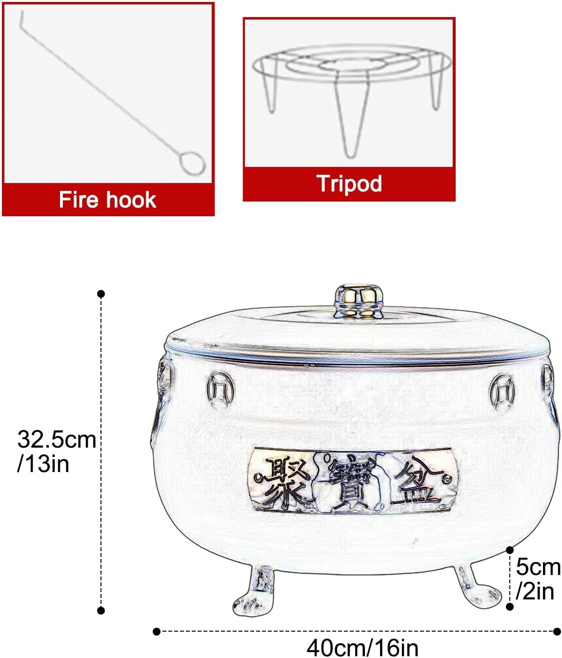Burn Barrels for Outside, Metal Fire Pit, Portable Burn Cage, Used for Burning Garbage Leaves Wood Cardboard Campfires(Gold,40cm/16in)