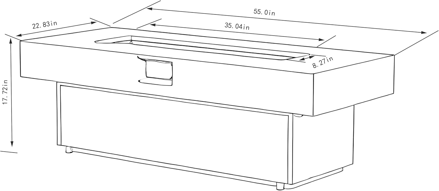 Tabletop Propane Fire Pits, TEMACOO 55 x 23 in, 50,000 BTU Outdoor firepit Table, Suitable for Outdoor, Patio, Balcony, Three Height Options (Minimalist)