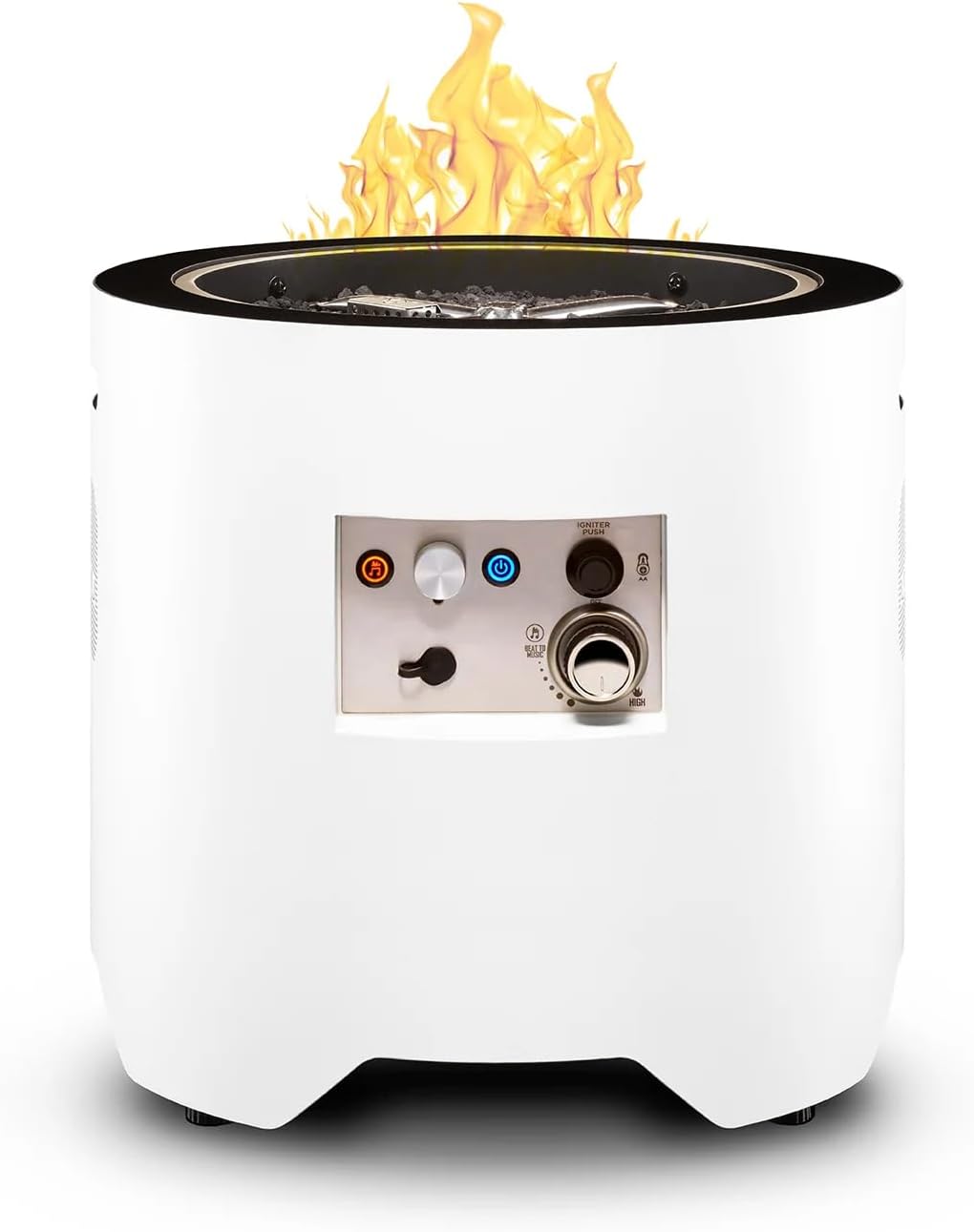 UKIAH Voyager 20 in. W Stainless Steel Round Electric Fire Pit with Sound System