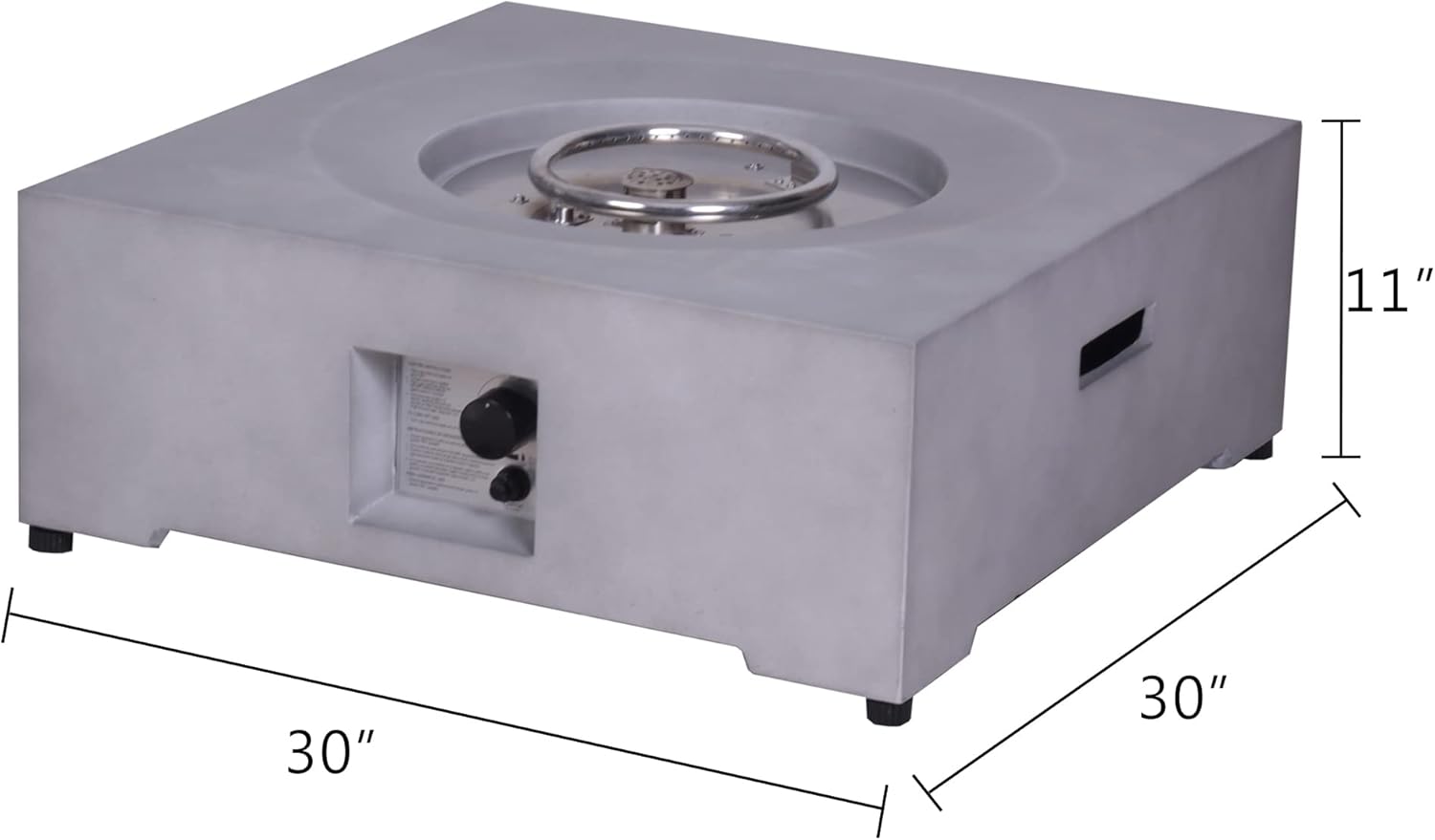 40,000BTU Exterior Faux Stone Propane Fire Pit for Outdoor Garden Backyard with Water Proof Cover and Lava Rock, Gray