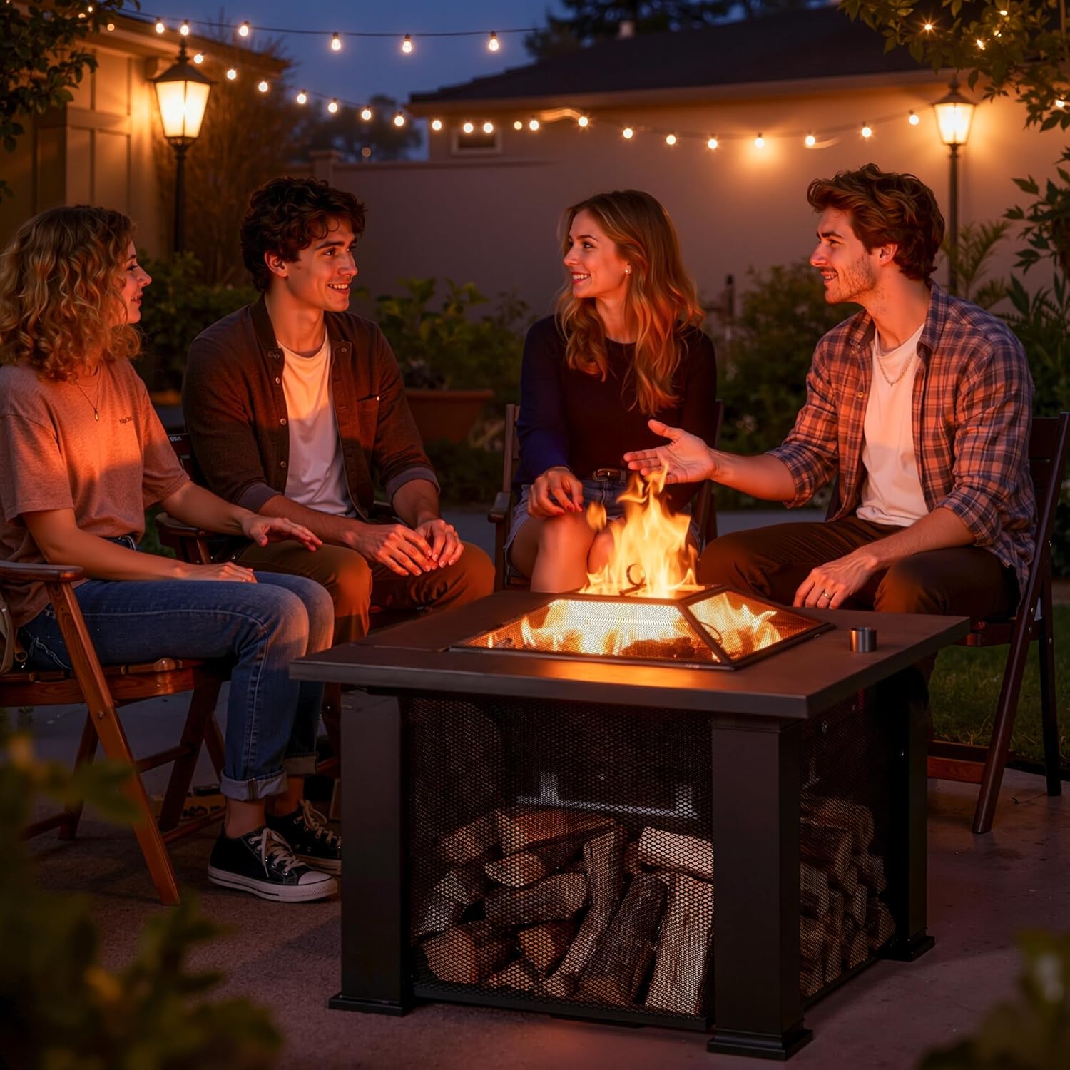 BALI OUTDOORS Fire Pit with BBQ, Outdoor Fire Pit for Wood Burning, Patio Firepits for Outside with Grill