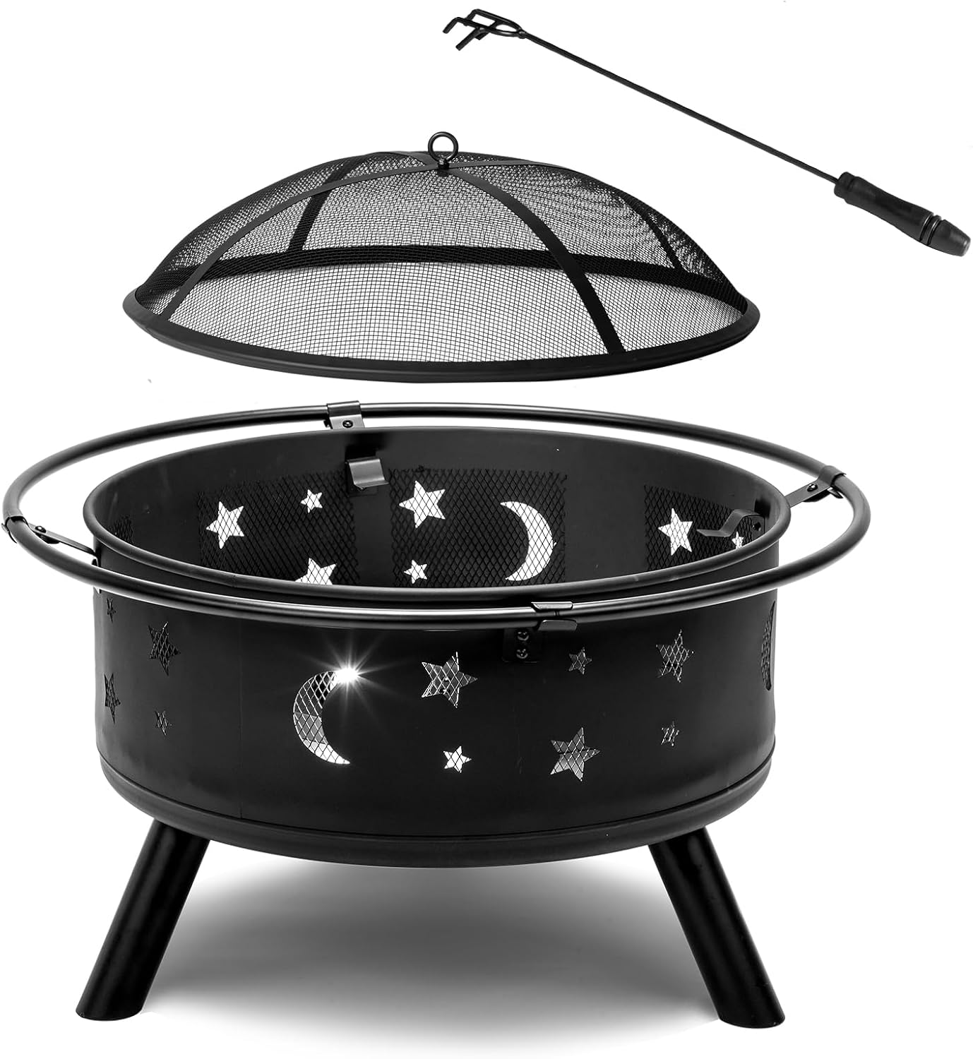 Vasitelan Outdoor Fire Pit 30 Inches Fire Pits for Outside Wood-Burning Outdoor Fireplace for Patio Backyard Garden Picnic