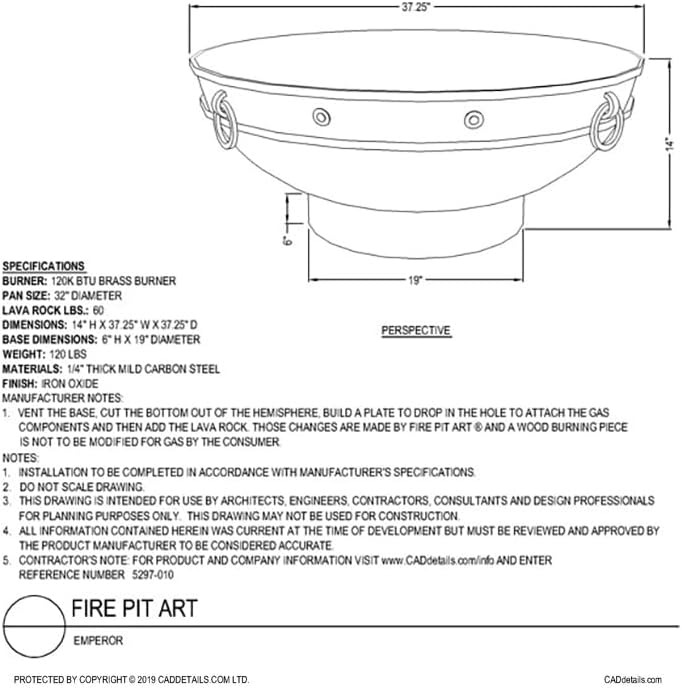 Fire Pit Art Emperor Wood Fire Pit (Emperor)
