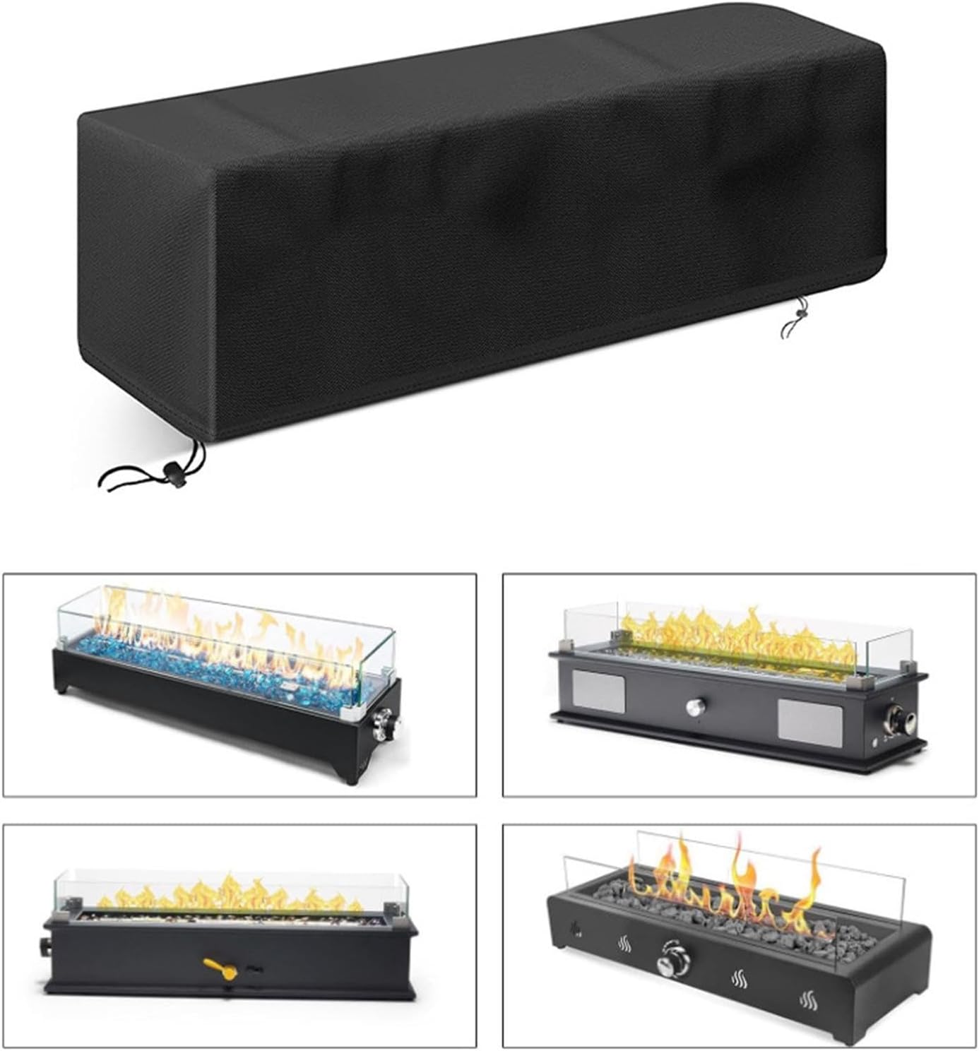 Fire Cover Heavy Duty Weatherproof Oxford Fabric Protection for Outdoor Fire Pit 29 x 9.5 x 8.6 Inch Rectangular