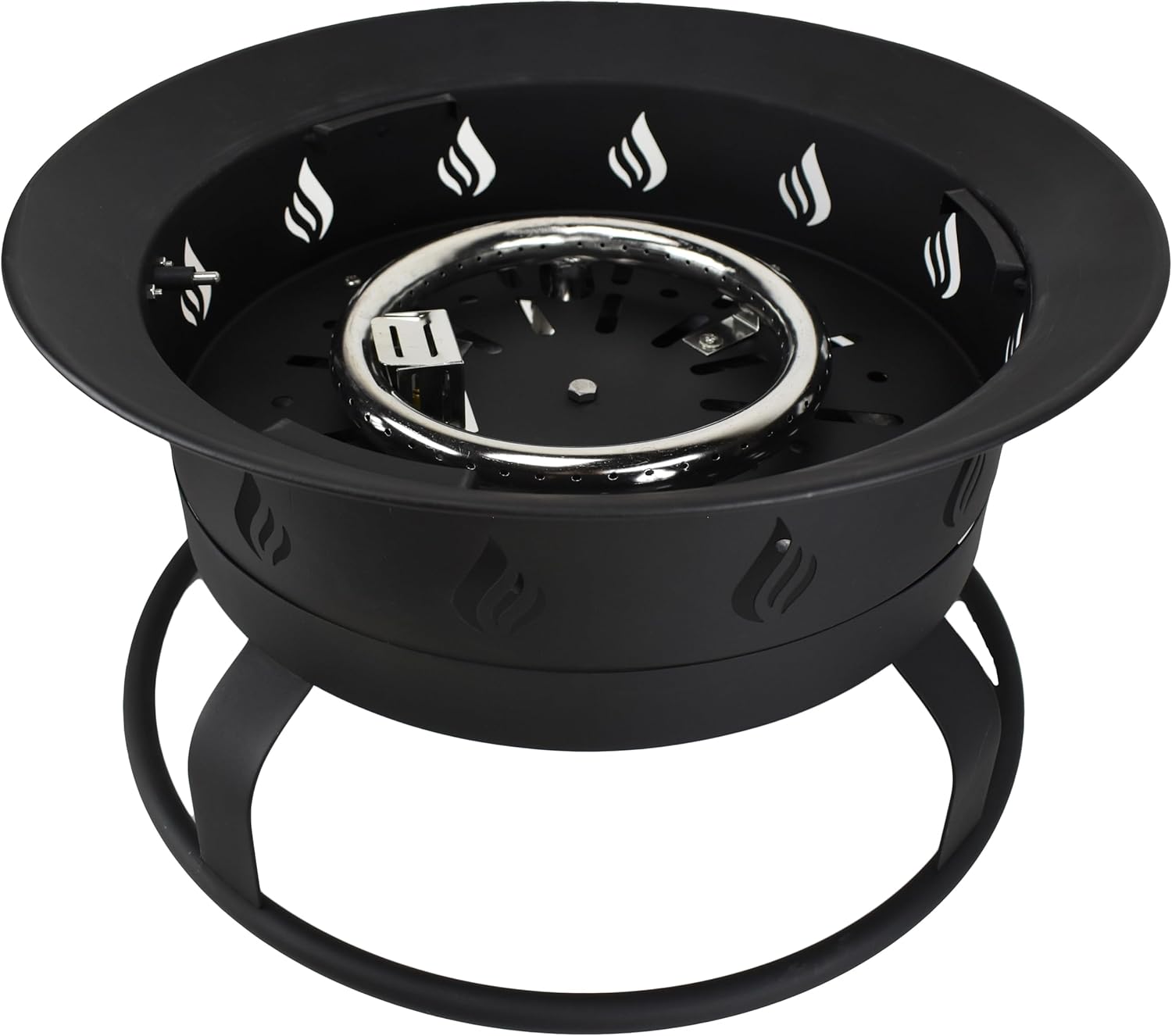 Global Outdoors Portable Propane Fire Pit, 19-inch, 54,000 BTU Smokeless Fire Bowl with Auto Ignition, Lid, Pumace Stones, Stand