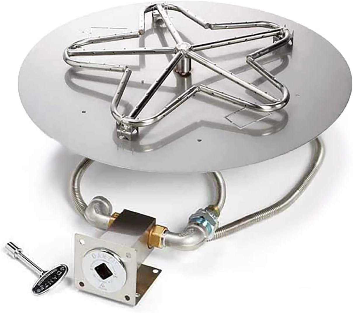 HPC Fire Match Light Fire Pit Burner Kit (PENTA14MLFPK-FLEX-NG), 14-Inch Flat Pan, Natural Gas, UL Listed