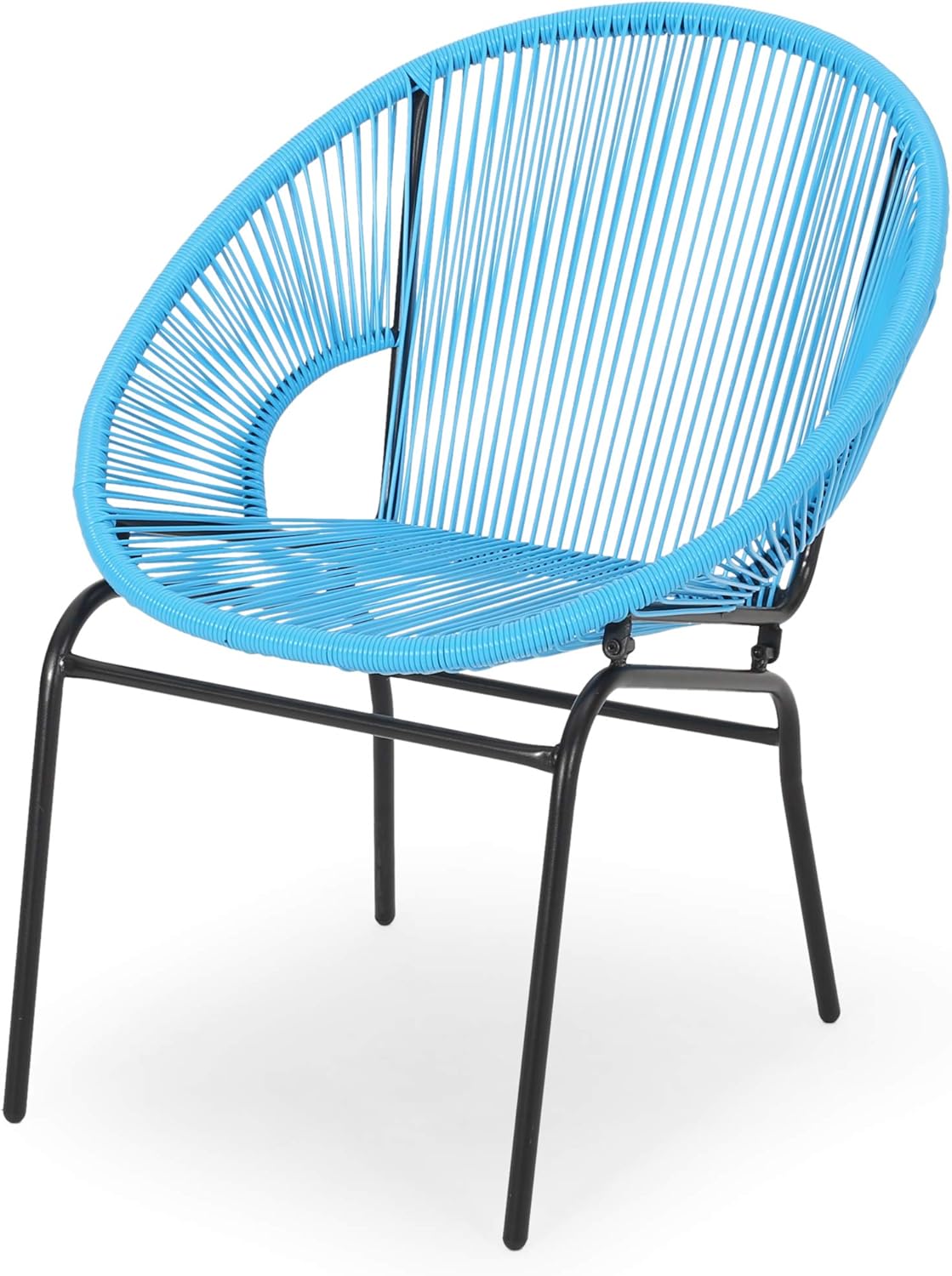 Great Deal Furniture GDFStudio Outdoor Modern 2 Seater Faux Rattan Chat Set, Blue and Black