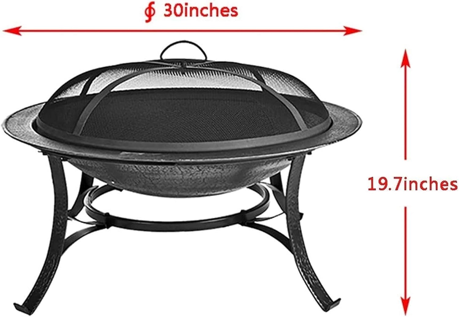 Fire Pit Patio Heater Stove Brazier Metal Outdoor Garden Firepit + Mesh Cover and Poker Outdoor Fire Pit Metal Fire Bowl BBQ Grill