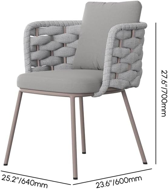 7-Piece Outdoor Dining Set with Oval Propane Fire Pit Table & Rope Woven Armchairs, Aluminum Frame, Cushions for Patio and Outdoor Dining