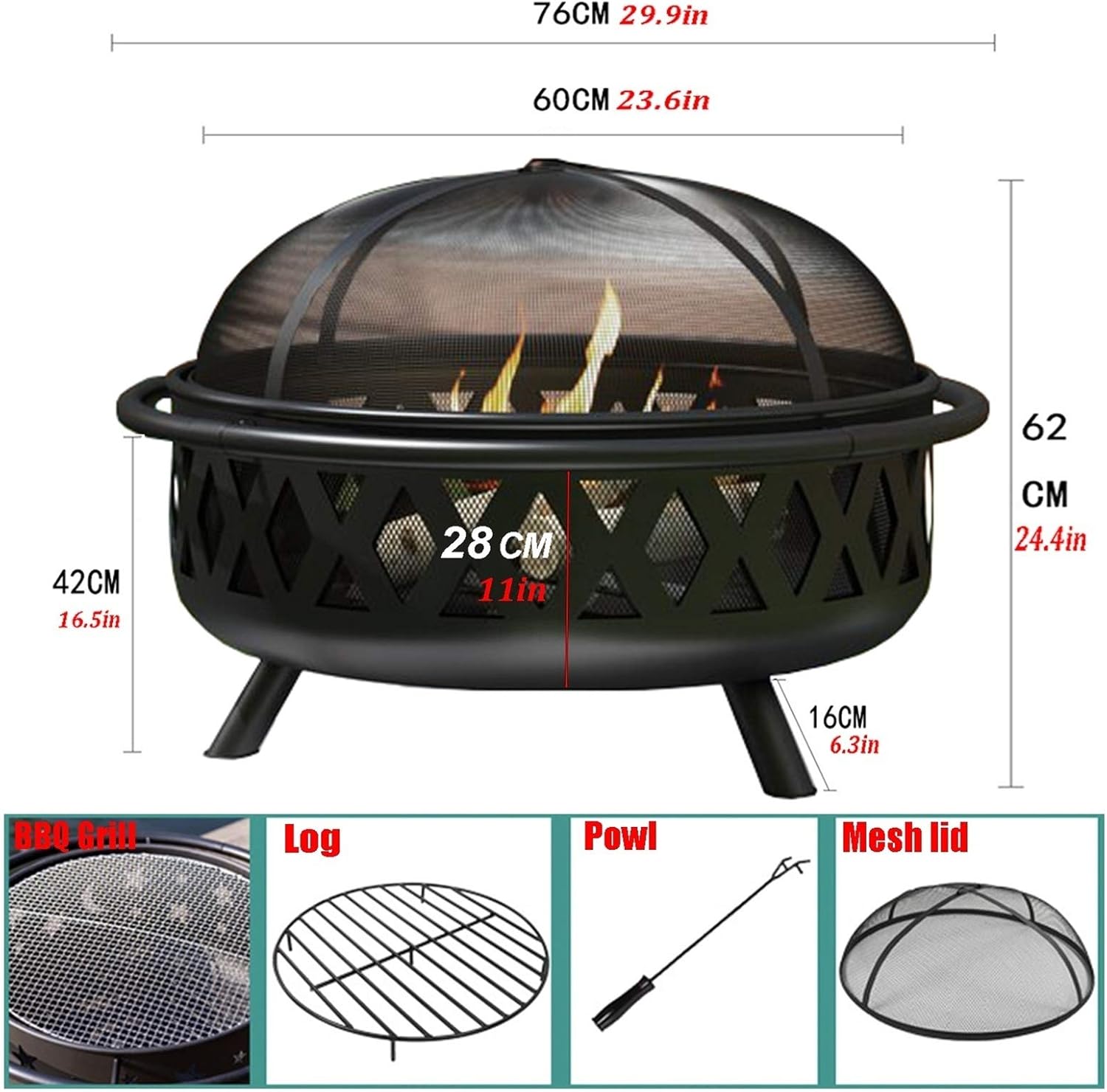 Fire Pits Outdoor Portable Bonfire Pit, European Style Cooking Fire Pit, Garden Gifts for Neighbors