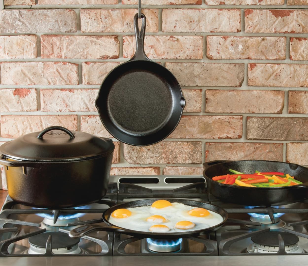 Lodge Pre-Seasoned Cast Iron 5 Piece Set, Black