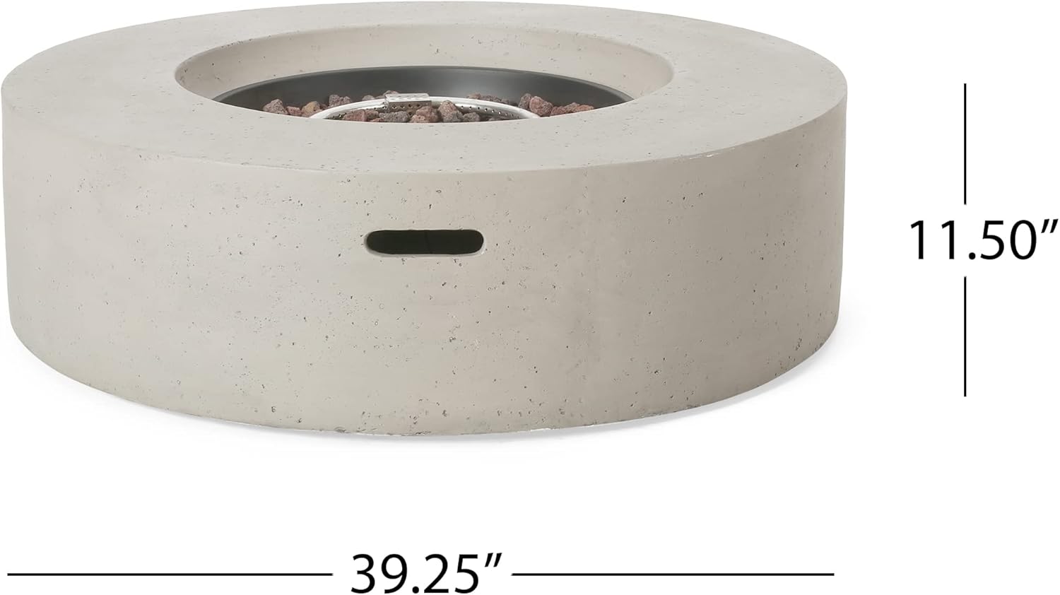 Outdoor 50,000 BTU Round Concrete Propane Fire Pit, Light Grey (Tank Cover not Included)