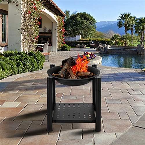 Fire Pit, 22'' Fire Pits Outdoor Wood Burning Steel BBQ Grill Firepit Bowl for Camping Picnic Bonfire Patio Backyard Garden Beaches Park