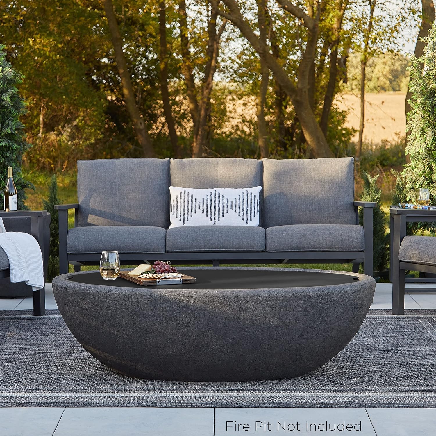 Real Flame Riverside Large Oval Steel Burner Lid, Black - Weather, Sun & Rust Resistant - Compatible with Riverside 58