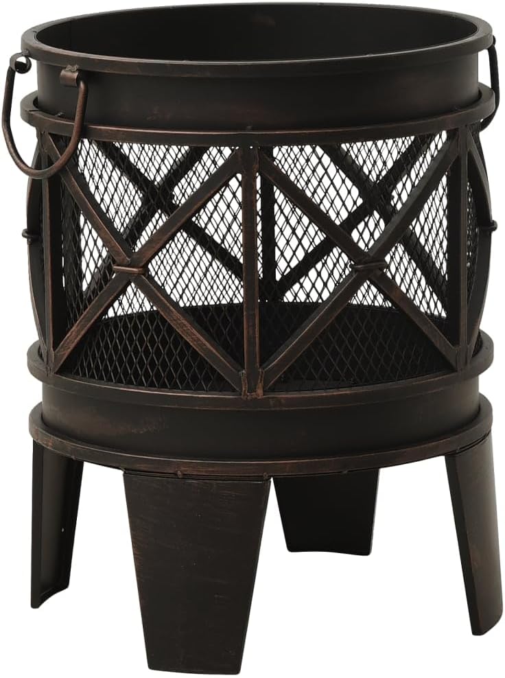 Rustic Outdoor Fire Pit, Steel Log Burning Portable Bonfire for Patio Backyard, 16.5