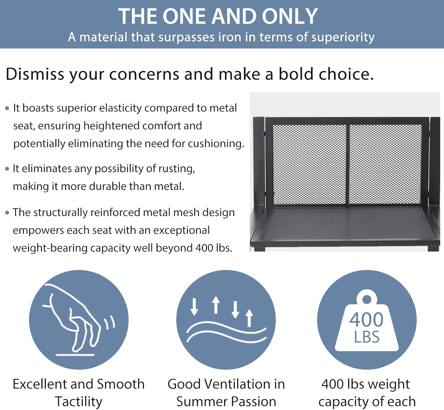 AECOJOY 7 Pieces Patio Furniture Set, Metal Mesh Fabric Outdoor Conversation Sets with Cushions and Wooden Table, Metal Outdoor Sectional Furniture for Garden Backyard, Balcony, Lawn(Grey)