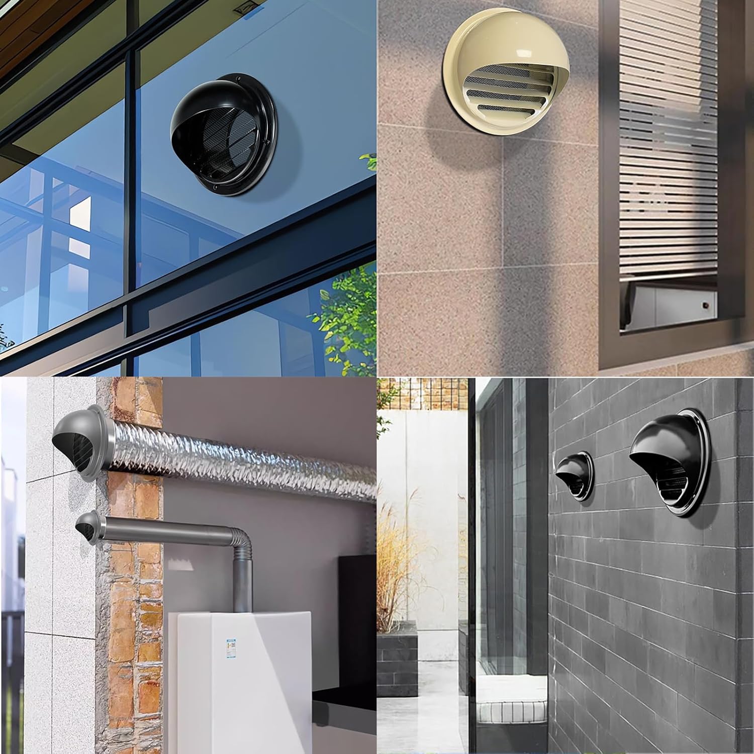 Round Wall Vent Cap - Mesh Screen and 304 Stainless Steel Louver Grille, Weatherproof and Durable Design for Outdoor Wall Use Apartments, Garages (White 190mm)