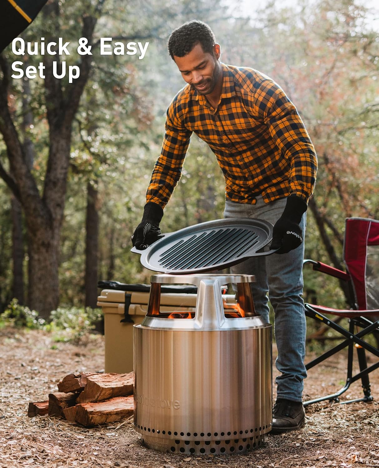 Solo Stove Bonfire Cast Iron Grill Cooking Bundle 2.0 | Smokeless Fire Pit, Stand, Grill & Hub, Wood Burning, Removable Ash Pan, Stainless Steel/Cast Iron, Height: 63 cm, Diameter: 44,5 cm, 20,3 kg