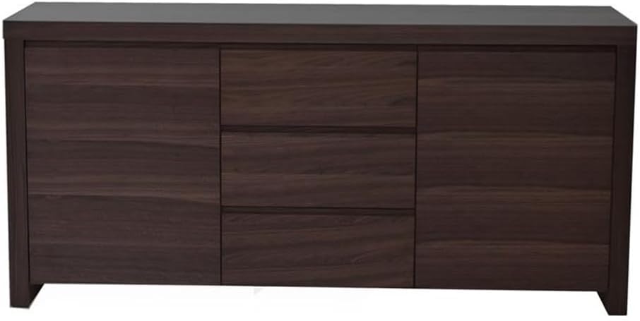 Pemberly Row Modern High Gloss Lacquer Wood Buffet in Espresso