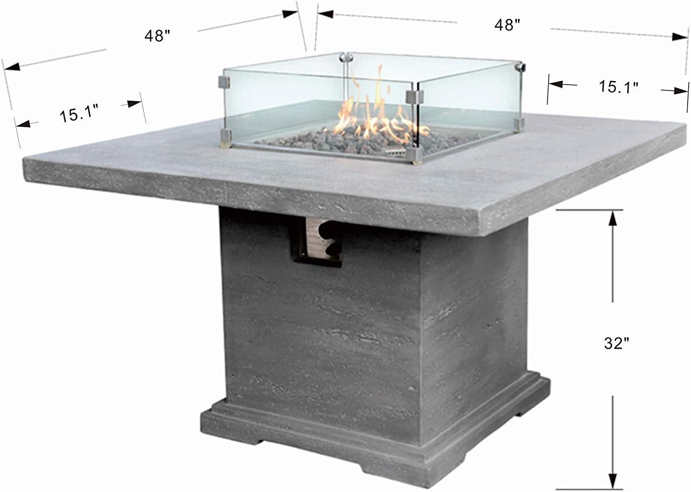 Elementi Gas FIRE Table Birmingham, 48 inch Square 32