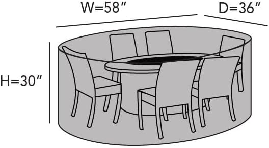 Covermates Prestige Oval Fire Pit Chair Set Cover – Heavy-Duty Water-Resistant Outdoor Patio Protection with 900D Polyester, Mesh Air Vents, Buckle Straps & Drawcord Hem, Oval 58W x 36D x 30H, Clay