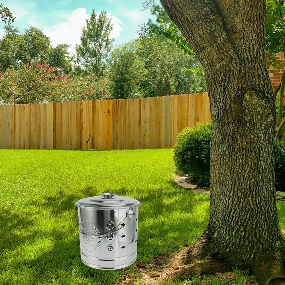 Metal Burn Barrels for Outside, Yard Waste Incinerator + Lid and Handle, Portable Backyard Outdoor Bonfire Fire Pit for Paper Leaf Trash Wood