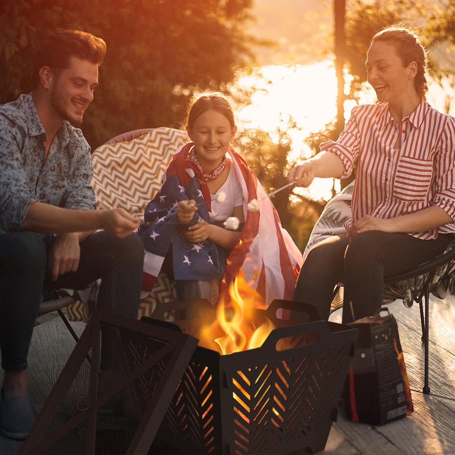 Four Seasons Courtyard FT-2303 Flat Fire Pit, Portable, Black, 19.3 x 19.02 x 16.73-In. - Quantity 1