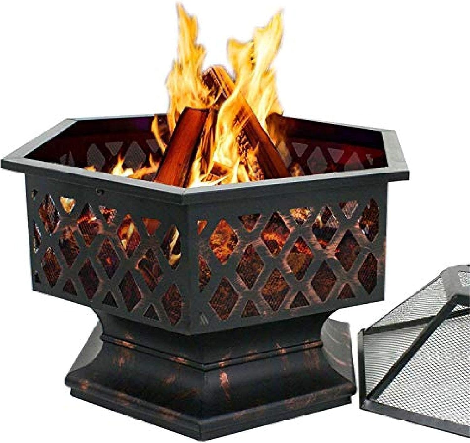 Fire Pit BBQ Grill Fire Bowl Courtyard Fireplace Courtyard Heater Steel Brazier Bowl Heavy Steel 24 Inch