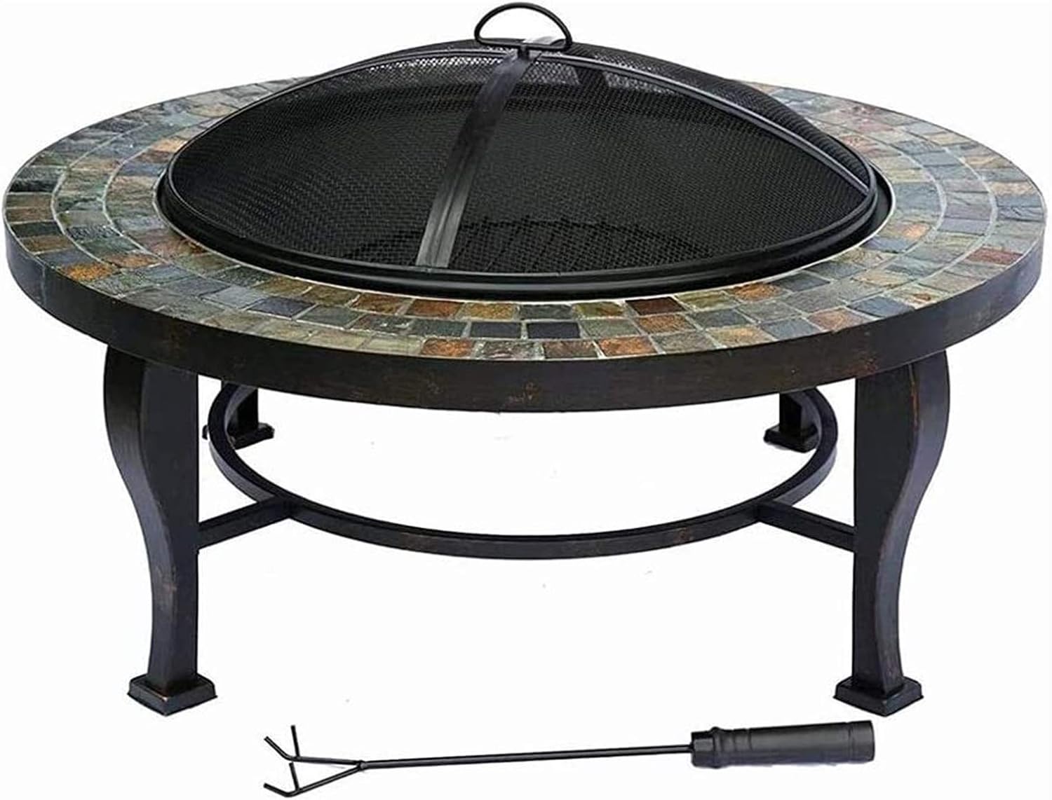 Fire Pits Outdoor Wood Burning Outdoor Fire Pit Large Bonfire Wood Burning Patio d Firepit for Outside with Round Spark Screen with Cover BBQ Cooking for Outside Camping