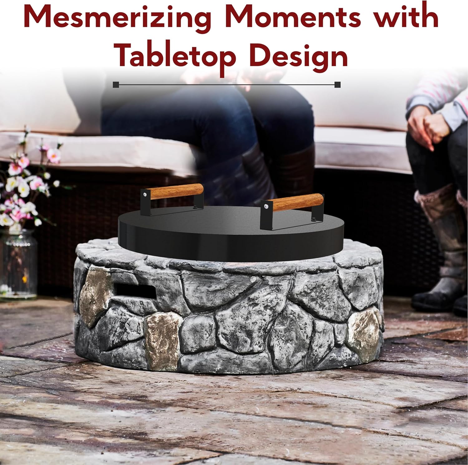 FEBTECH - Fire Pit Solid Cover 25.5 inch Compatible with Outdoor Fire Pits Inside Up to 23