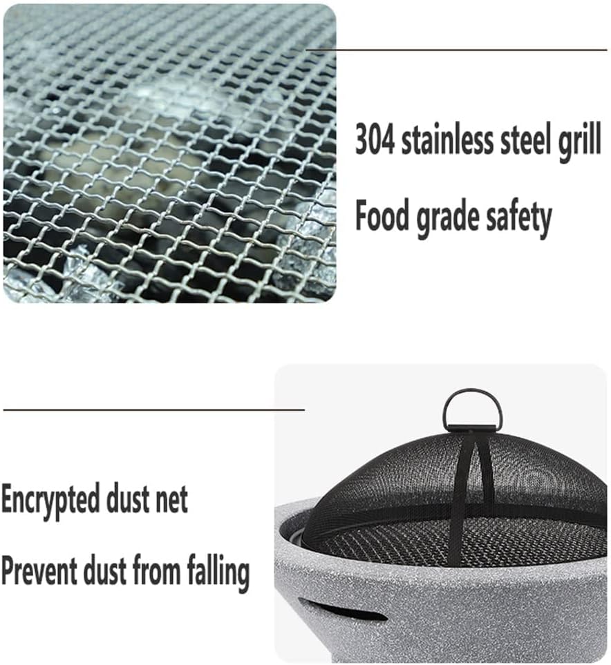 Outdoor Fire Pit Imitation Stone Fire Bowl,39CM Garden Terrace Courtyard Outdoor Wood Burning Fire Pit