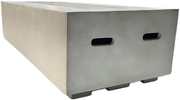 56 Inch Rectangular Propane Fire Pit Table for Outdoor Patio Garden Deck - Durable Concrete-Like Finish in Light Gray