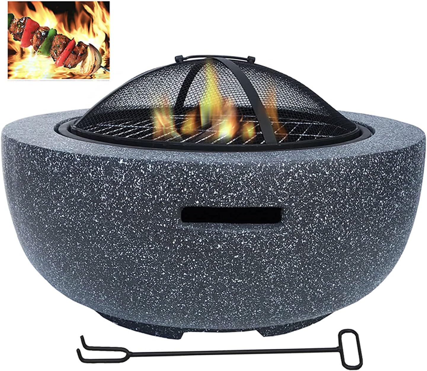 Backyard Patio Garden Fireplace BBQ Grill Firepit Bowl Outdoor Fire Pit Table Outdoor Heaters & Fire Pits with Grill Grate for Heating/Fire Bowls The Garden/Beach/Patio
