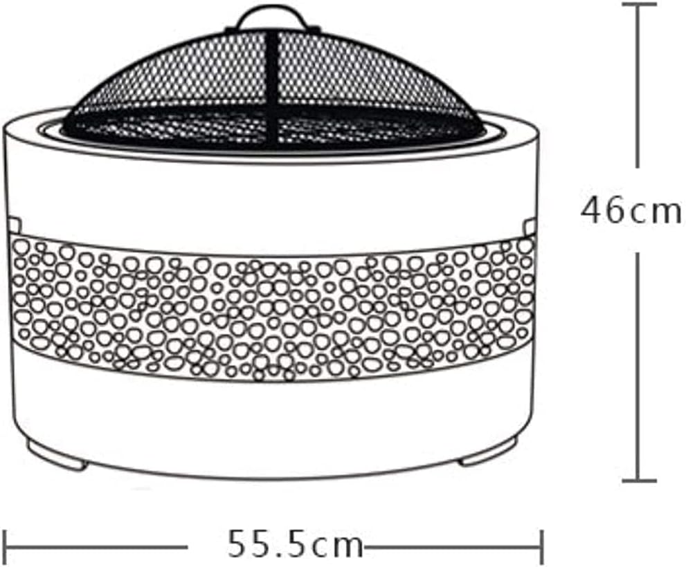 Large Fire Pit Fire Bowl with Grill Gray Cast Iron Brazier Heater Multifunctional Camping Bowl BBQ for Backyard,Camping,Picnic,Bonfire,Garden