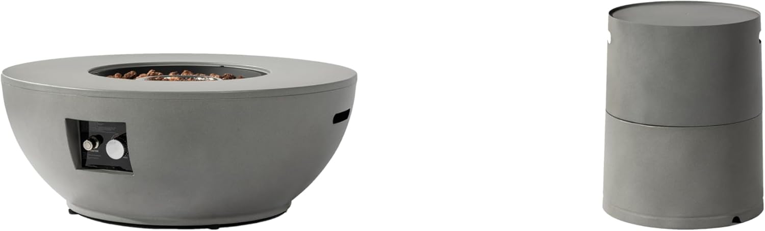 37'' Round Propane Fire Pit Table Set with Hidden Tank Cover - 2-Piece Outdoor Patio Heater, CSA Certified Steel Firepit for Backyard, Deck, Garden (Gas Tank Not Included).