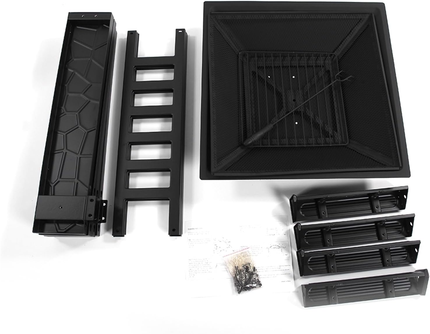 32in Square Outdoor Fire Pit Table Portable Courtyard Metal Fire Pit with Accessories, Multipurpose Firepits for Outside, Fireplace for Yard, Garden, Patio Fogatas para Patio Black