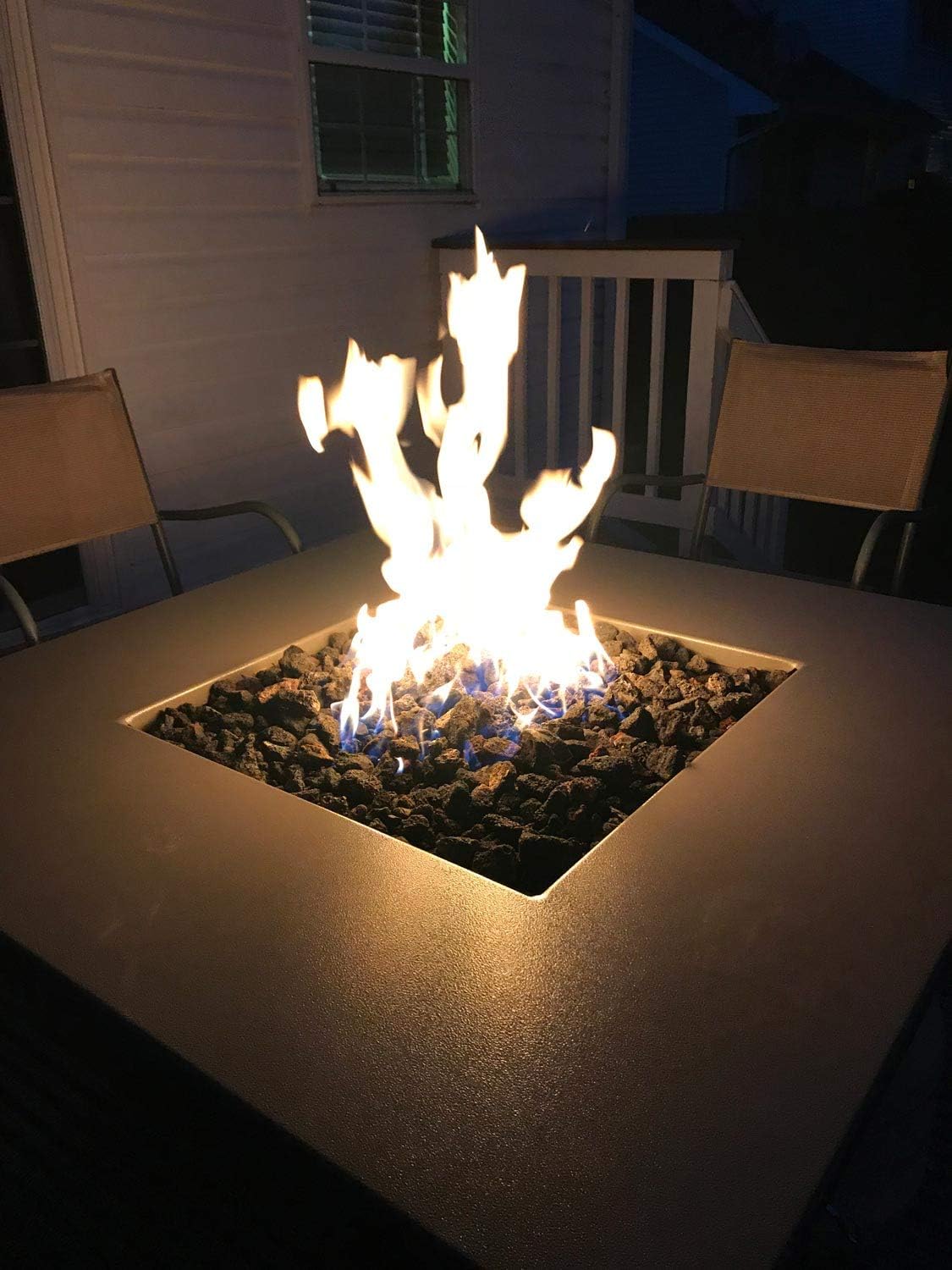HPC Fire Push Button Flame Sensing Gas Fire Pit Kit (TOR-FPPK36-SQBL-FLEX-LP), 36x36 Pan, 30