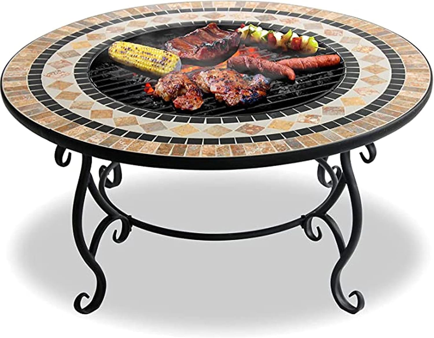 Fire Pit, Garden Heater/Fire Pit/Coffee Table/Barbecue/Ice Bucket - Marble Finish