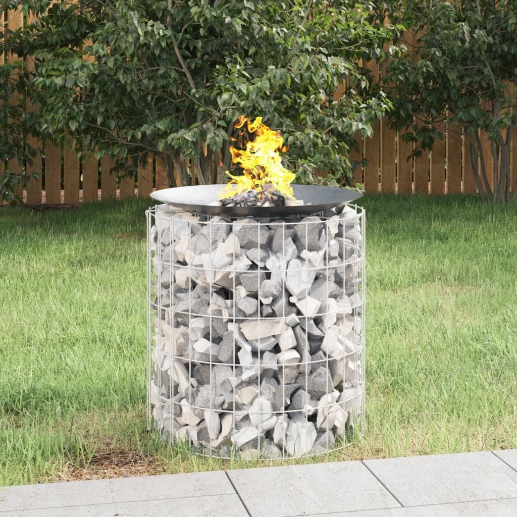 Gabion Fire Pit, 19.7in Galvanized Iron Round Fire Pit for Garden and Patio Use
