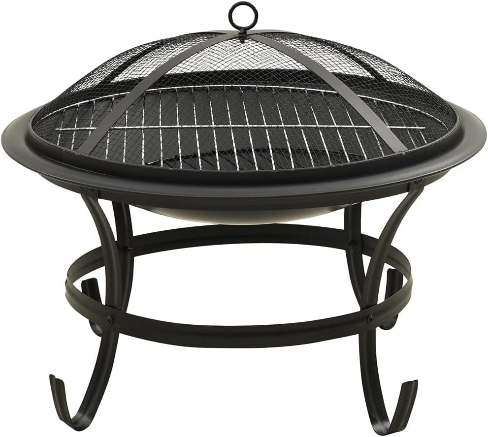 Outdoor Bonfire Pit,2-in-1 Fire Pit and BBQ with Poker, Outdoor Wood Burning Grill, for Camping Picnic Bonfire Patio Backyard Garden Beaches Park，22