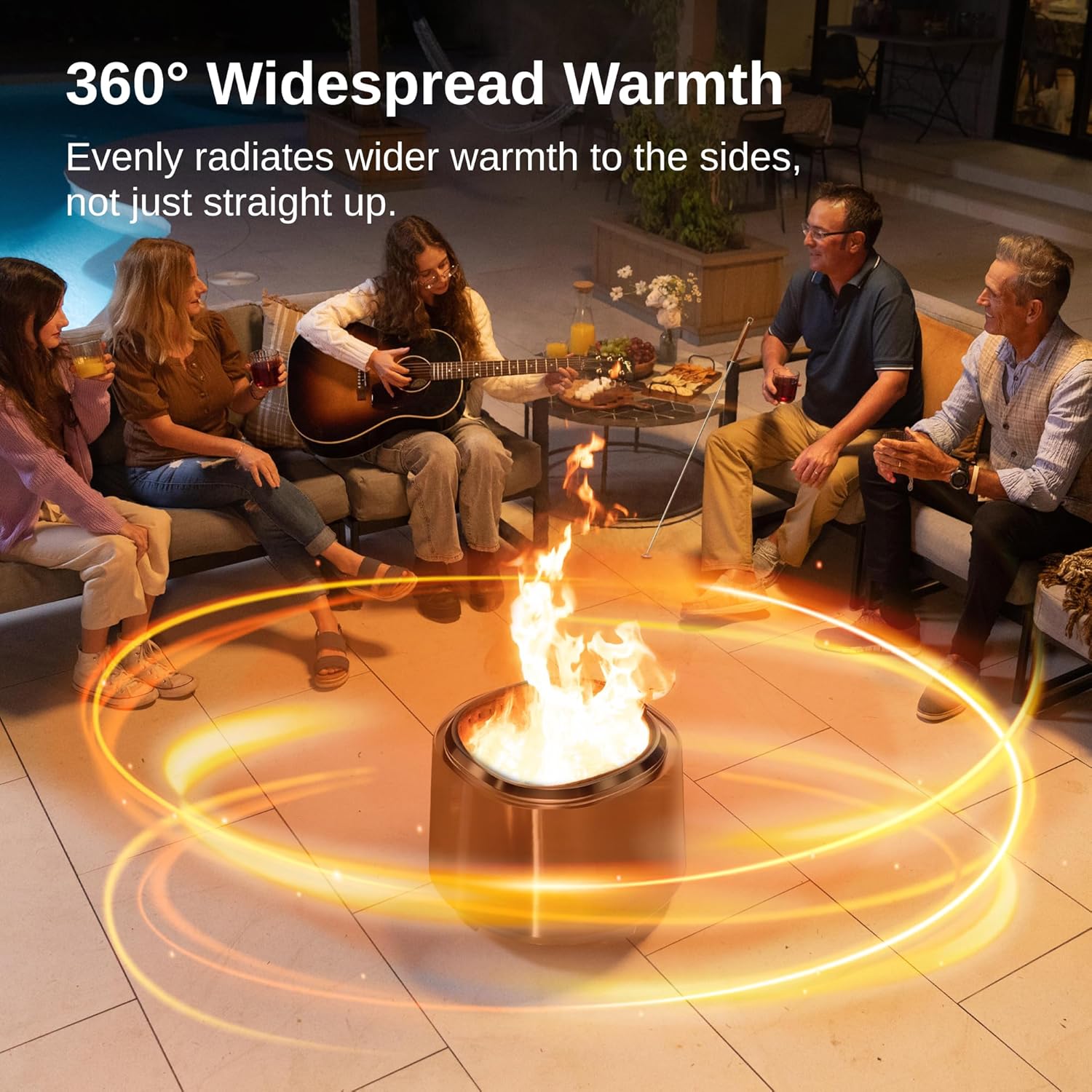 EAST OAK Camber Fire Pit Smokeless 21'' for Outside Patio, 304 Stainless Steel Wood Burning Fireplace, Portable Outdoor Bonfire Pit with Poker, Stand & Removable Ash Pan for Camping, Chisel Steel