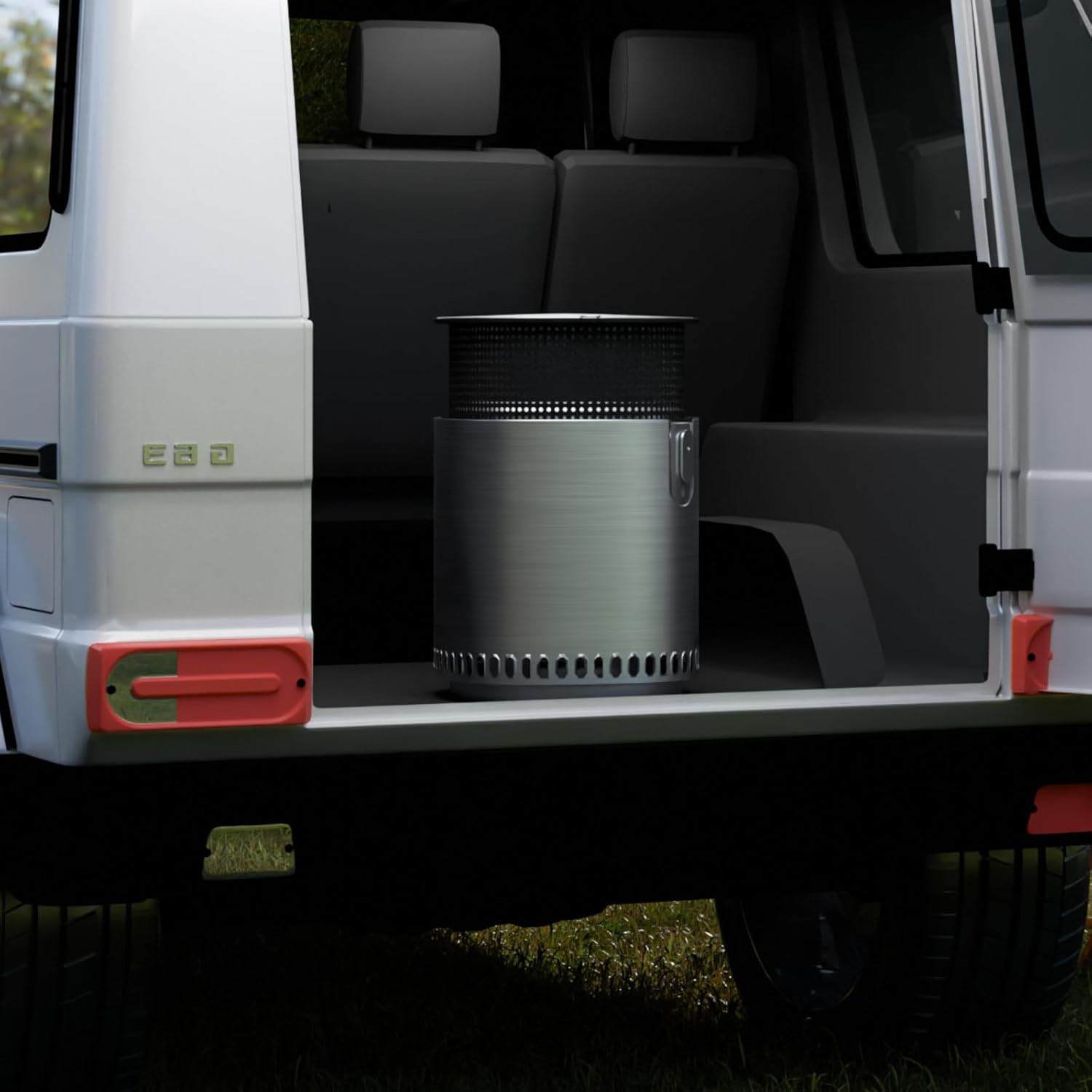 SUNBURY Smokeless Fire Pit for Outside w Grill Pan, Stainless Steel Adjustable Bonfire Wood Burning Fireplaces w Removable Ash Pan & Bag, 17in Large Outdoor Stove for Camping BBQ Family Gatherings