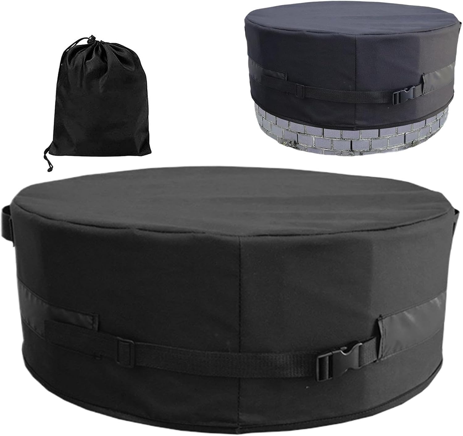 Firebowl Cover - Heavy Duty Outdoor Fire Pit Cover Adjustable Firebowl Cover All Weather Safe | Secure Adjustable Buckle Firebowl Cover Waterproof Pat