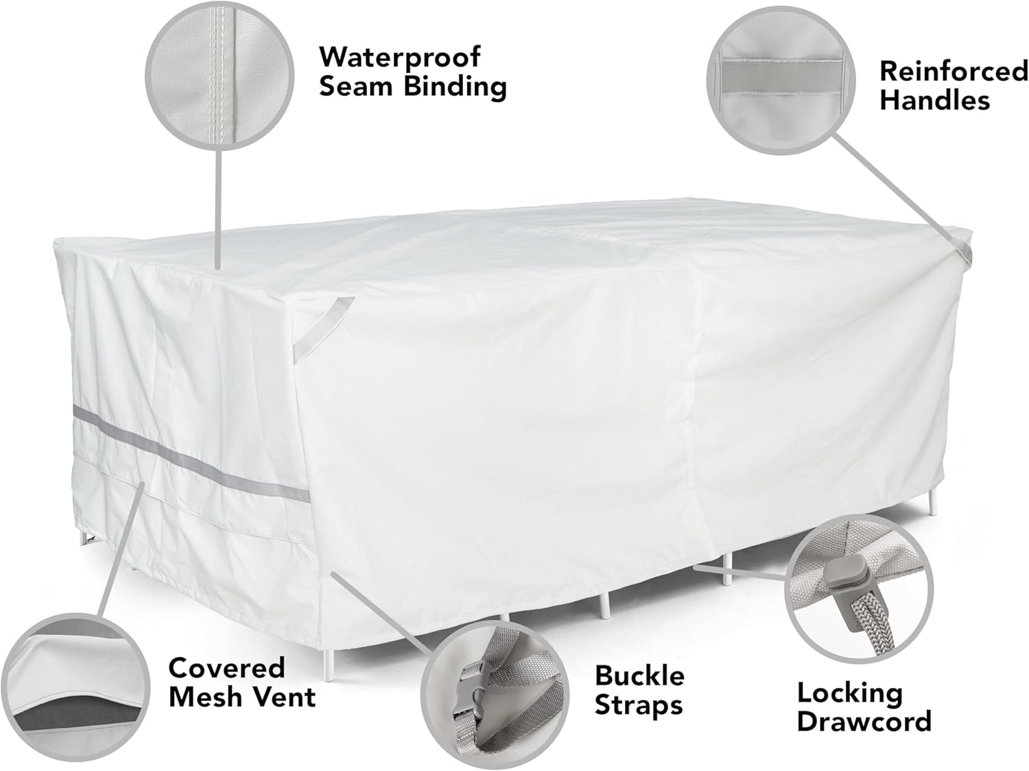 Covermates Square Firepit/Chair Set Cover - Weather Resistant Outdoor Cover, Fire Pit with Water-Resistant Chair Covers for Patio, Prestige 900D Polyester, Square 66W x 66D x 30H, Stone