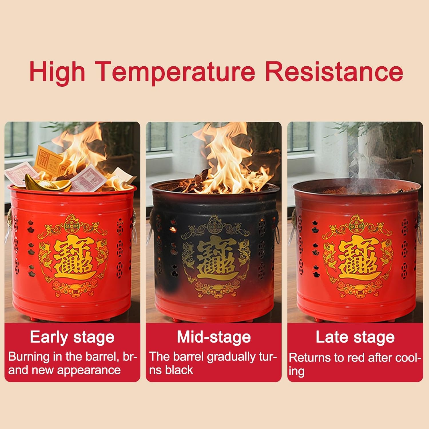 Burn Cage, Burn Barrels for Outside for Burning Trash, Outdoor Fire Pit with Lid and Handle, Metal Fire Pit for Yard Waste(45cm/18in)