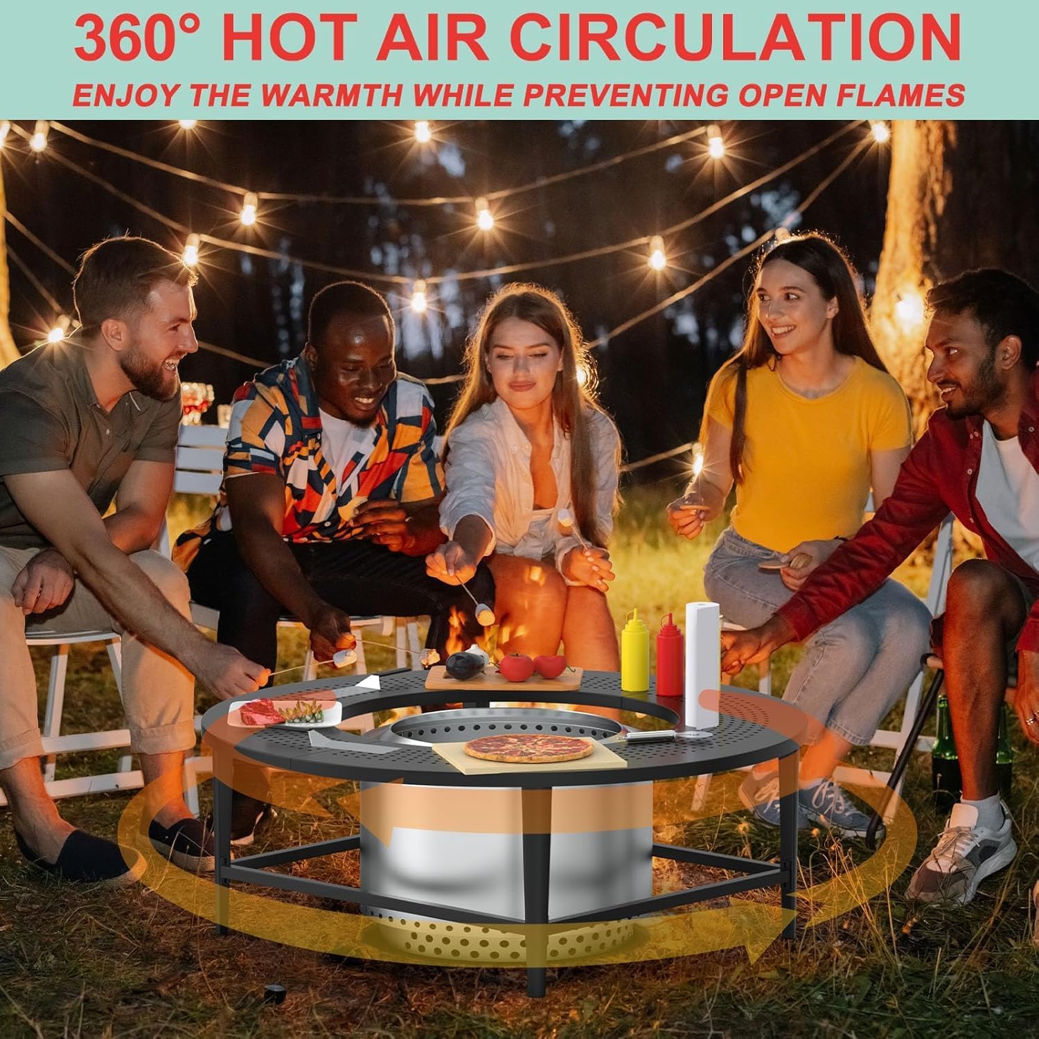 Fire Pit Surround Tabletop & Heat Deflector for Solo Stove Bonfire 19.5