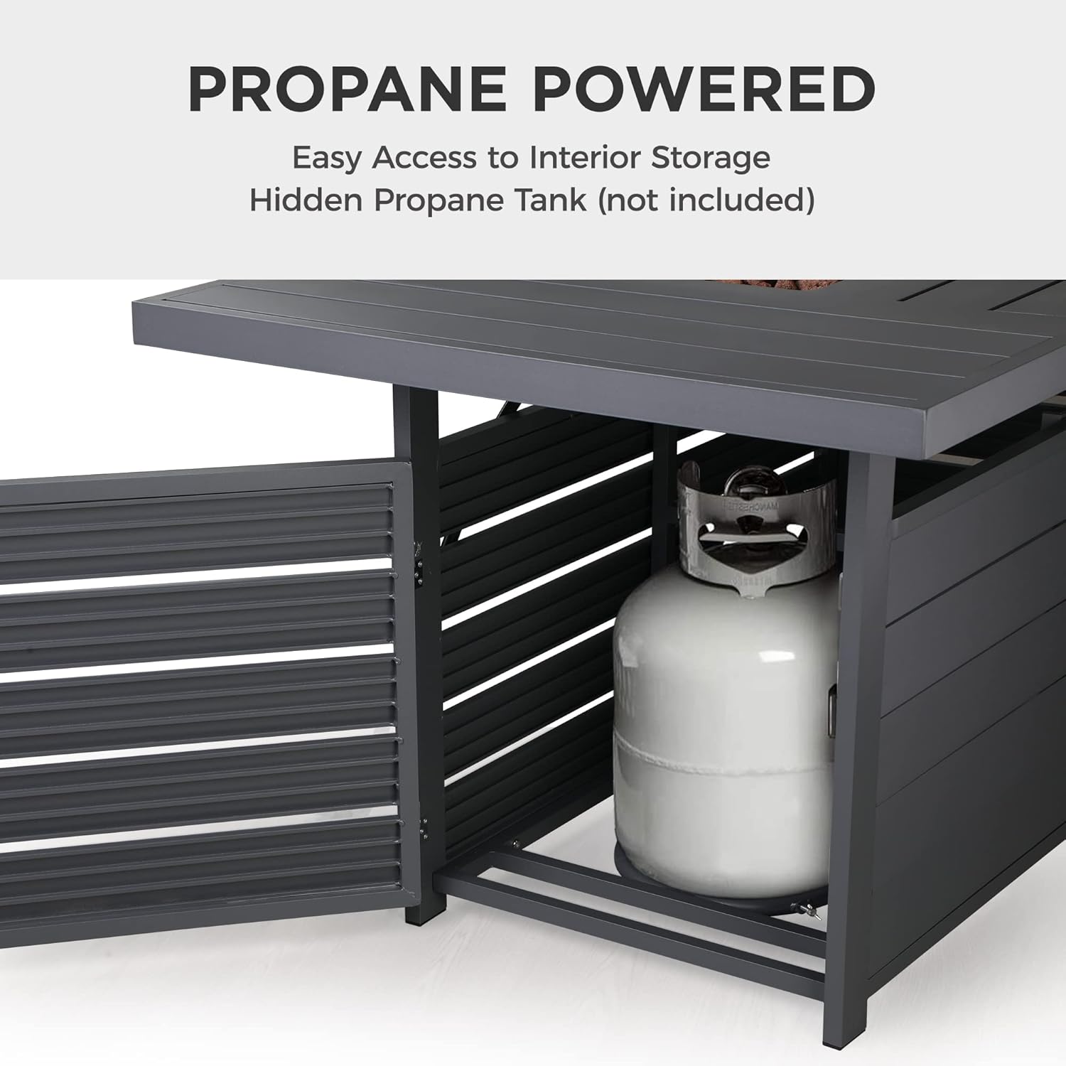 Wisteria Lane 54.3” Outdoor Patio Aluminum Fire Pit Table, 50000 BTU CSA Certified Propane Gas Fire Pit, Rectangular Fire Table w/Stainless Burner, Lava Rock, Waterproof Cover