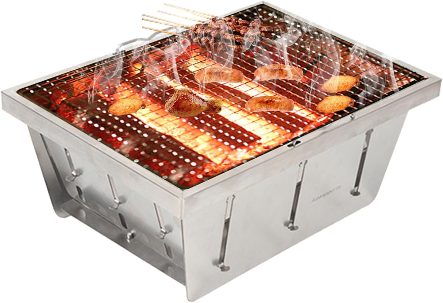 Outdoor fire pit, Folding Tabletop Stove, Portable Camping Grills with Storage Bag, 304 Stainless Steel Outdoor Camping Grill, Portable All-in-One Woodstove, for Camping Bonfire Picnic Outdoor Heating