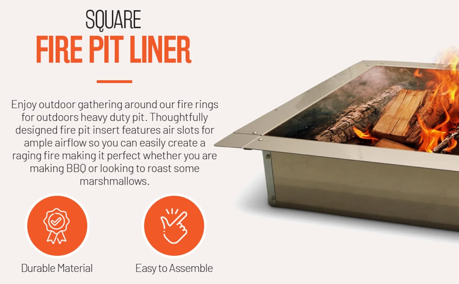 Firebuggz Heavy Duty Stainless Steel Fire Pit Ring Insert for Outdoors - 36