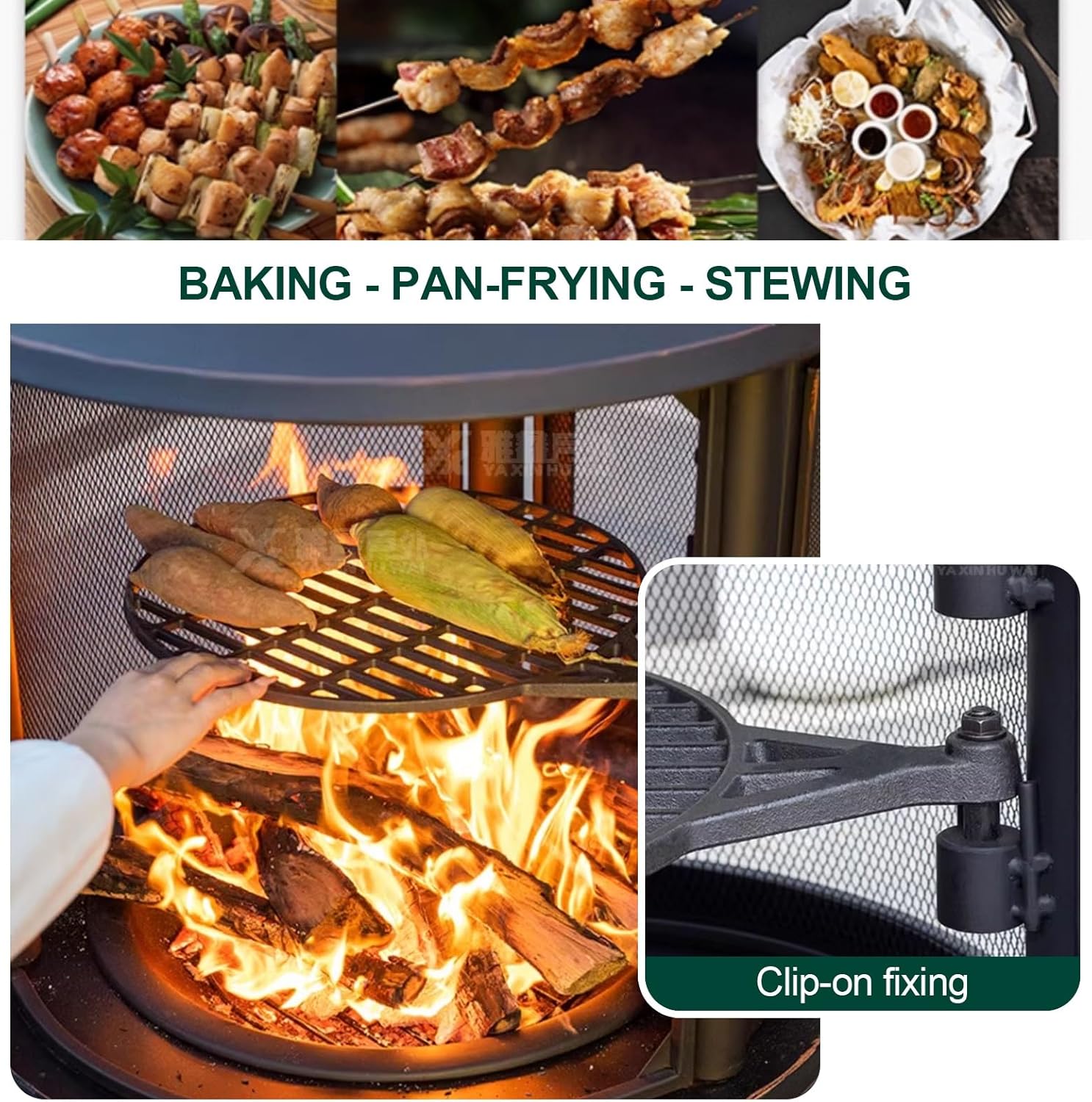 Metal Chiminea Fire Pit with Grill, 2 in 1 Outdoor Fire Pit, Camping Stove with Adjustable Grill Tray & Spark Screen Door, for Garden, Backyard, BBQ